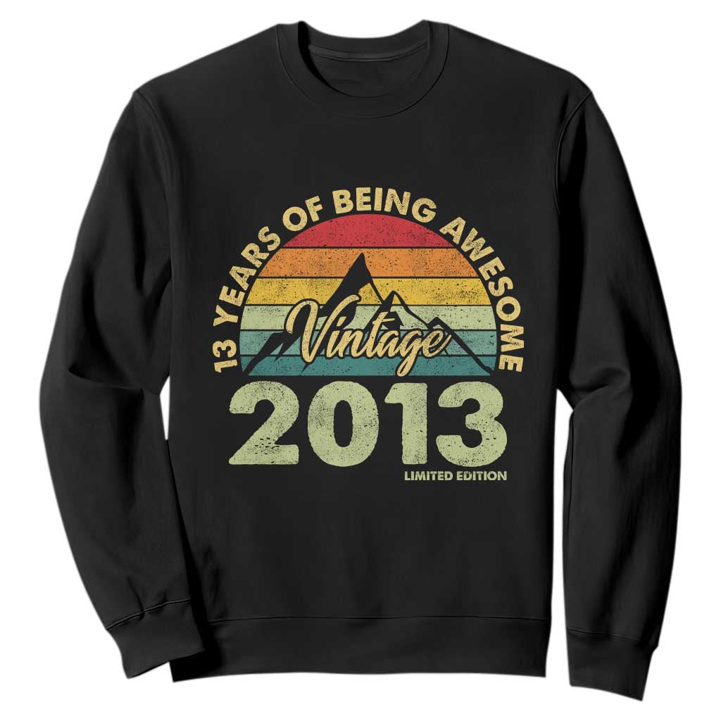 13th Birthday Sweatshirt Vintage 2013 Limited Edition 13 Year Old Gift TS10 Black Print Your Wear
