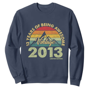 13th Birthday Sweatshirt Vintage 2013 Limited Edition 13 Year Old Gift TS10 Navy Print Your Wear