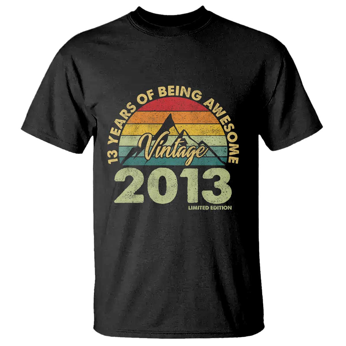 13th Birthday T Shirt Vintage 2013 Limited Edition 13 Year Old Gift TS10 Black Print Your Wear