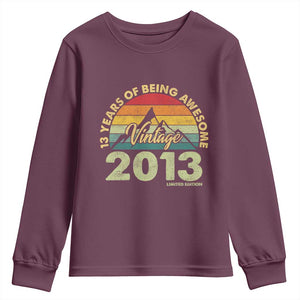 13th Birthday Youth Sweatshirt Vintage 2013 Limited Edition 13 Year Old Gift TS10 Maroon Print Your Wear