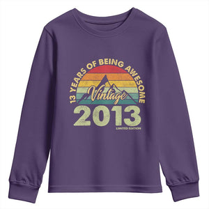 13th Birthday Youth Sweatshirt Vintage 2013 Limited Edition 13 Year Old Gift TS10 Purple Print Your Wear