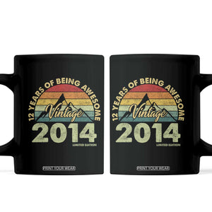 12th Birthday Coffee Mug Vintage 2014 Limited Edition 12 Year Old Gift TS10 Black Print Your Wear