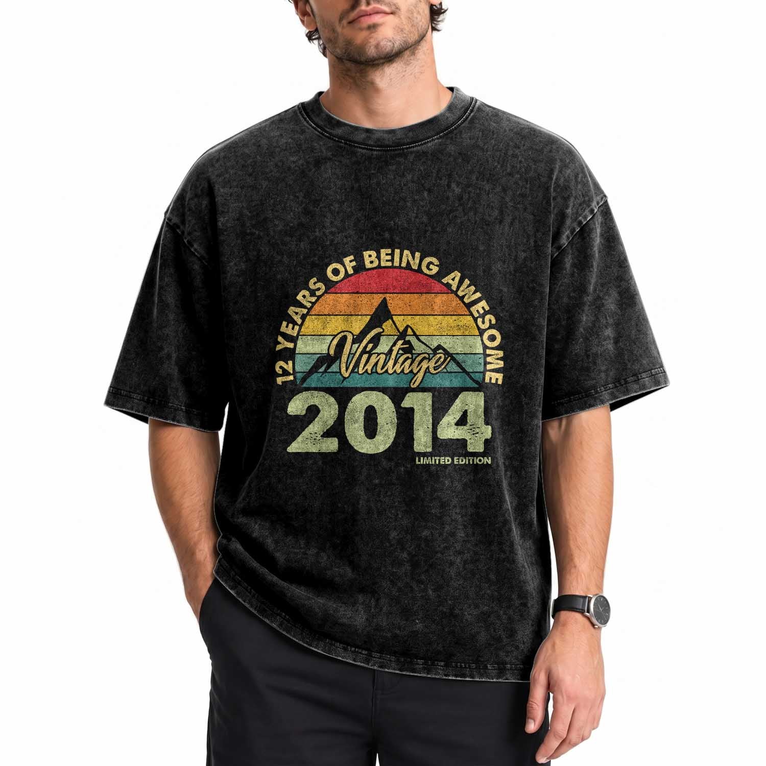 12th Birthday Washed Cotton T-Shirt Vintage 2014 Limited Edition 12 Year Old Gift