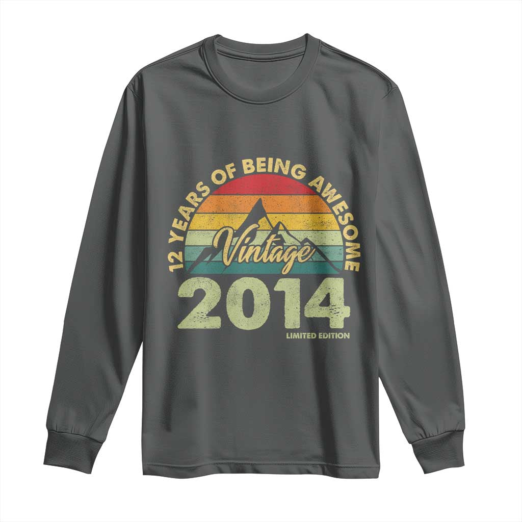 12th Birthday Long Sleeve Shirt Vintage 2014 Limited Edition 12 Year Old Gift TS10 Dark Heather Print Your Wear