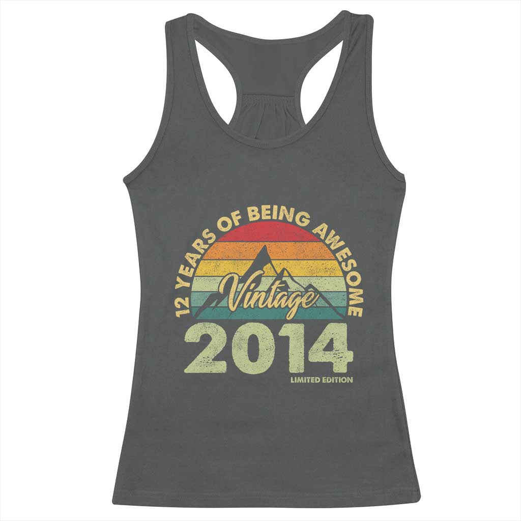 12th Birthday Racerback Tank Top Vintage 2014 Limited Edition 12 Year Old Gift TS10 Dark Heather Print Your Wear
