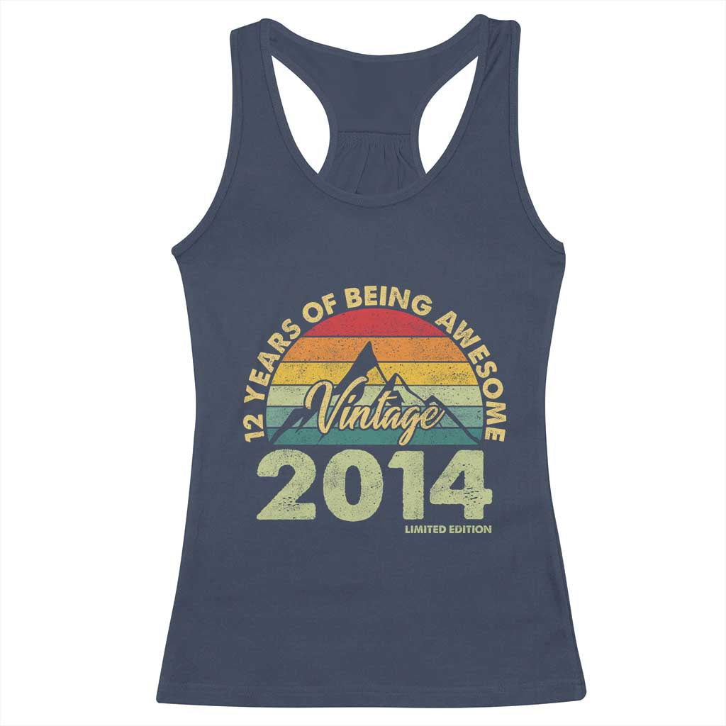 12th Birthday Racerback Tank Top Vintage 2014 Limited Edition 12 Year Old Gift TS10 Navy Print Your Wear