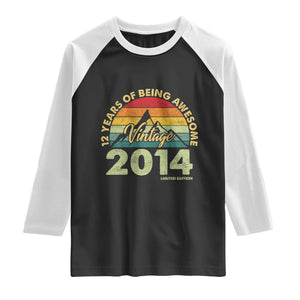12th Birthday Raglan Shirt Vintage 2014 Limited Edition 12 Year Old Gift TS10 Black White Print Your Wear