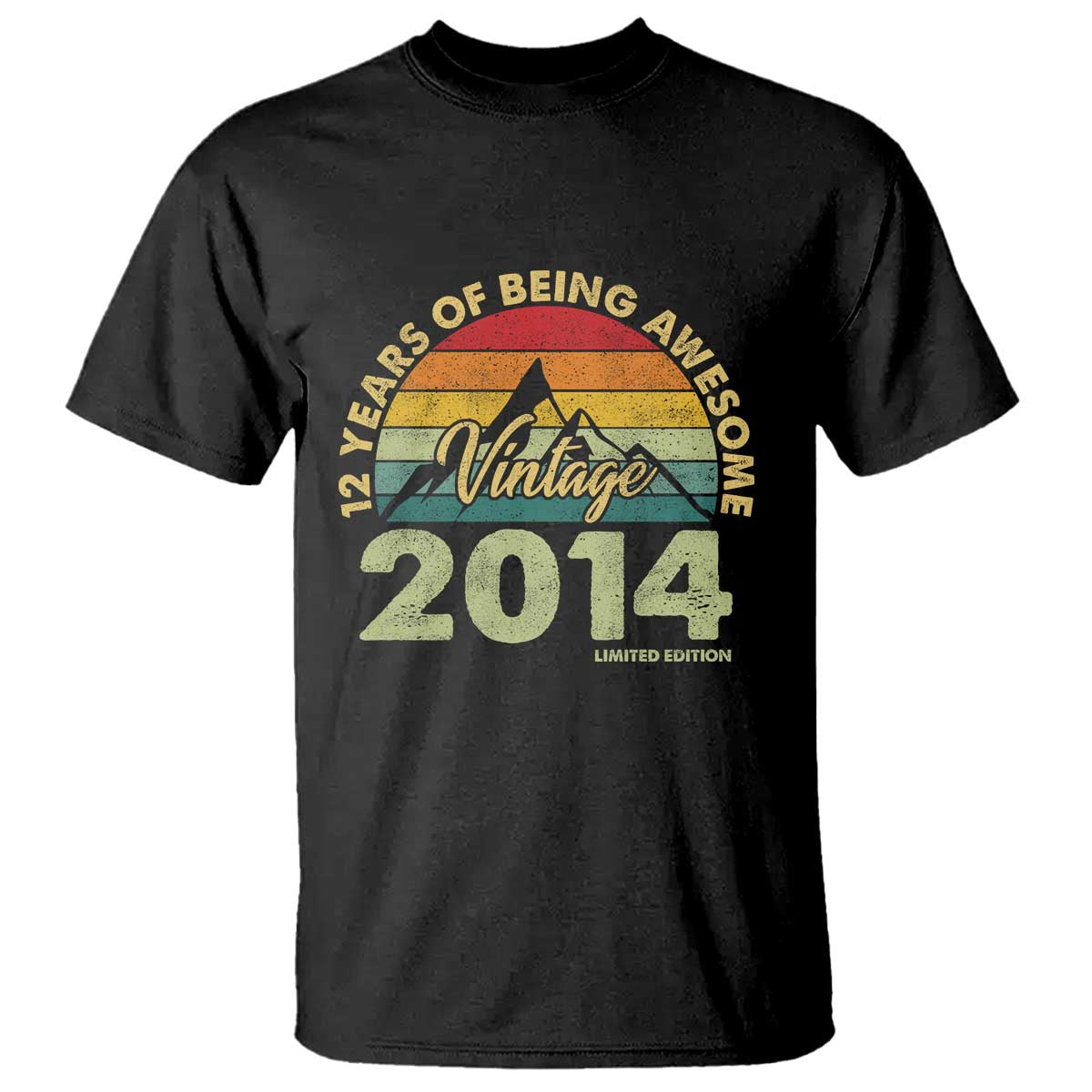 12th Birthday T Shirt Vintage 2014 Limited Edition 12 Year Old Gift TS10 Black Print Your Wear