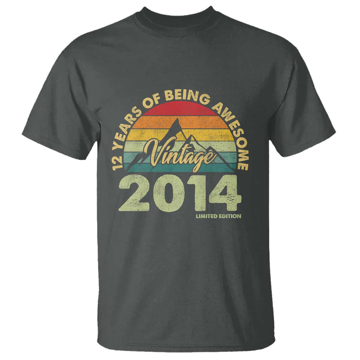 12th Birthday T Shirt Vintage 2014 Limited Edition 12 Year Old Gift TS10 Dark Heather Print Your Wear
