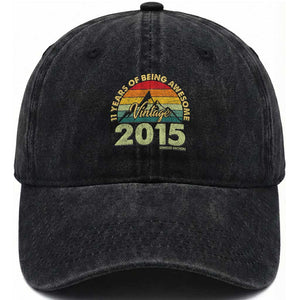 11th Birthday Washed Cotton Baseball Cap Vintage 2015 Limited Edition 11 Year Old Gift TS10 Print Your Wear