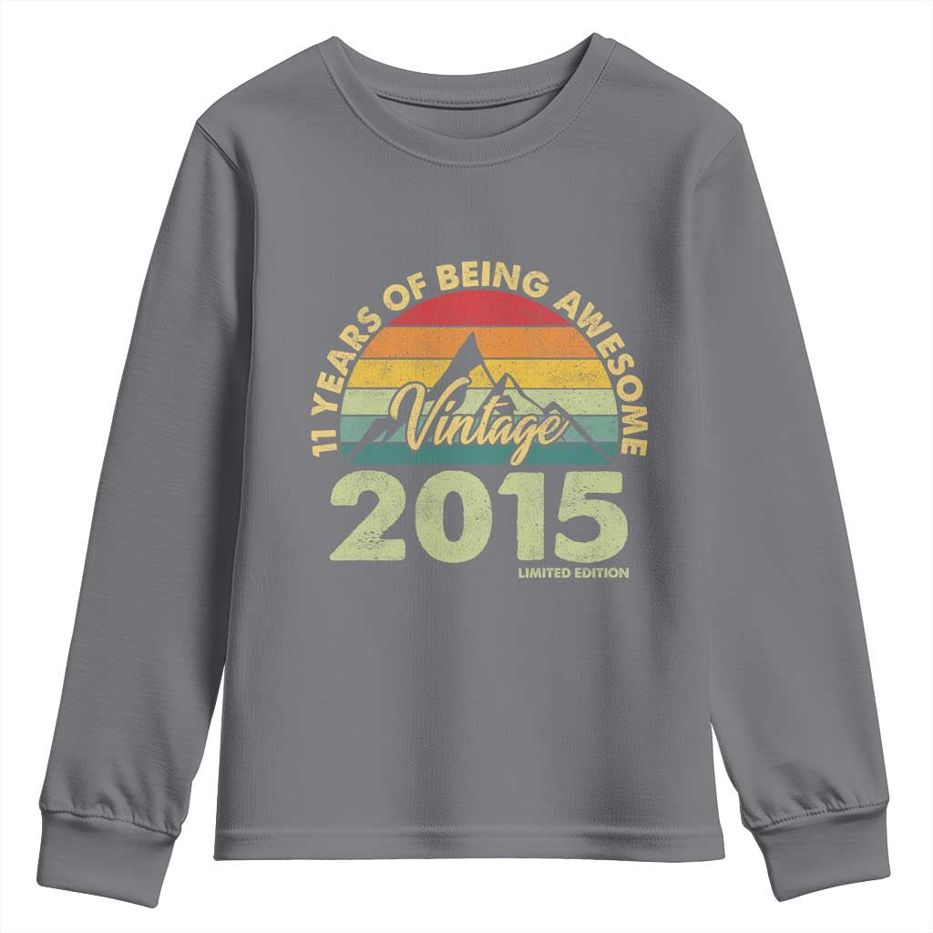 11th Birthday Youth Sweatshirt Vintage 2015 Limited Edition 11 Year Old Gift TS10 Charcoal Print Your Wear
