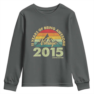 11th Birthday Youth Sweatshirt Vintage 2015 Limited Edition 11 Year Old Gift TS10 Dark Heather Print Your Wear