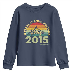 11th Birthday Youth Sweatshirt Vintage 2015 Limited Edition 11 Year Old Gift TS10 Navy Print Your Wear