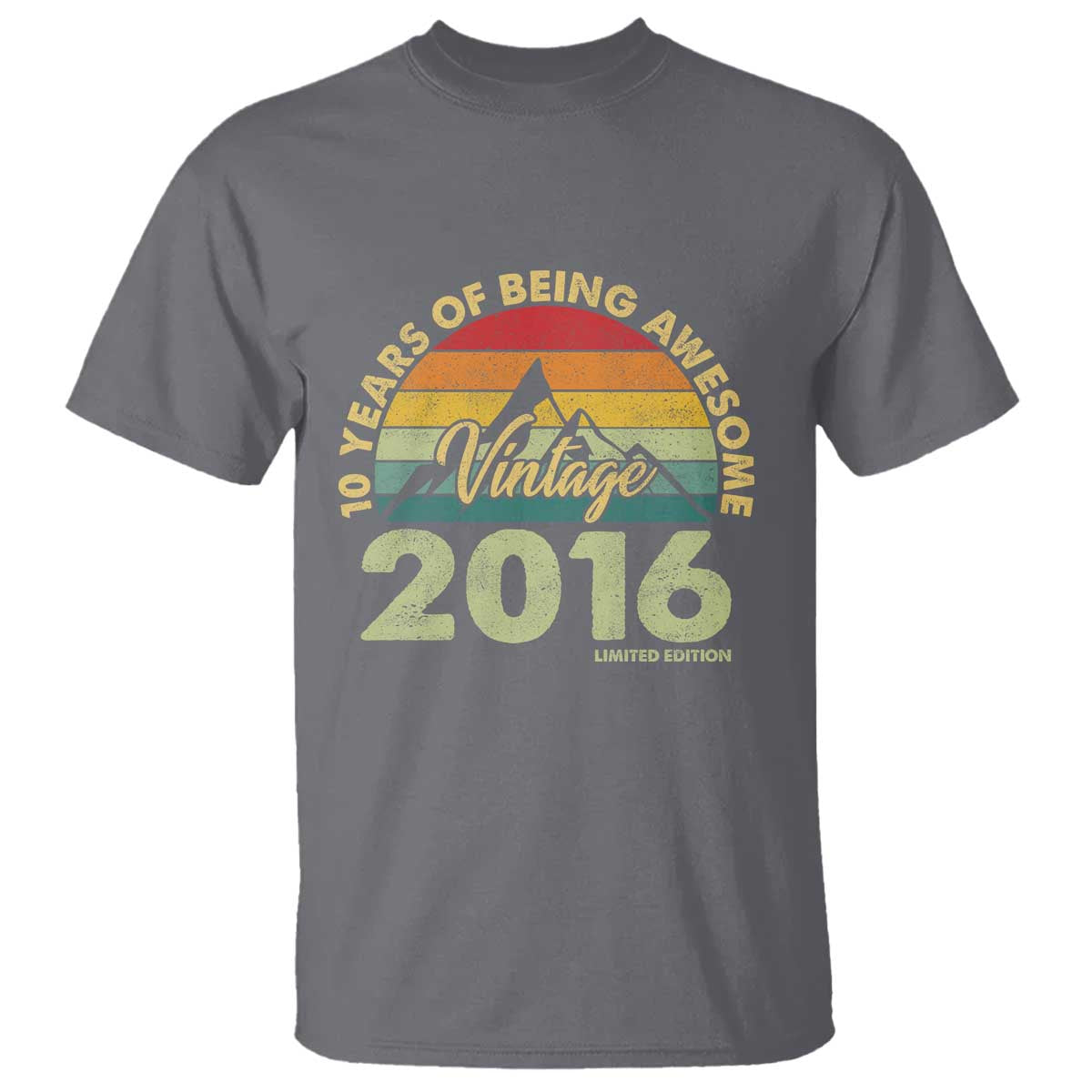 10th Birthday T Shirt Vintage 2016 Limited Edition 10 Year Old Bday Gift TS10 Charcoal Print Your Wear