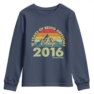 10th Birthday Youth Sweatshirt Vintage 2016 Limited Edition 10 Year Old Bday Gift TS10 Navy Print Your Wear