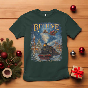 Polar Express T Shirt Retro Vintage Christmas Believe TS10 Dark Forest Green Print Your Wear