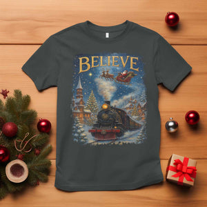Polar Express T Shirt Retro Vintage Christmas Believe TS10 Dark Heather Print Your Wear