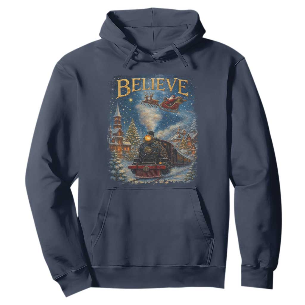 Polar Express Hoodie Retro Vintage Christmas Believe TS10 Navy Print Your Wear
