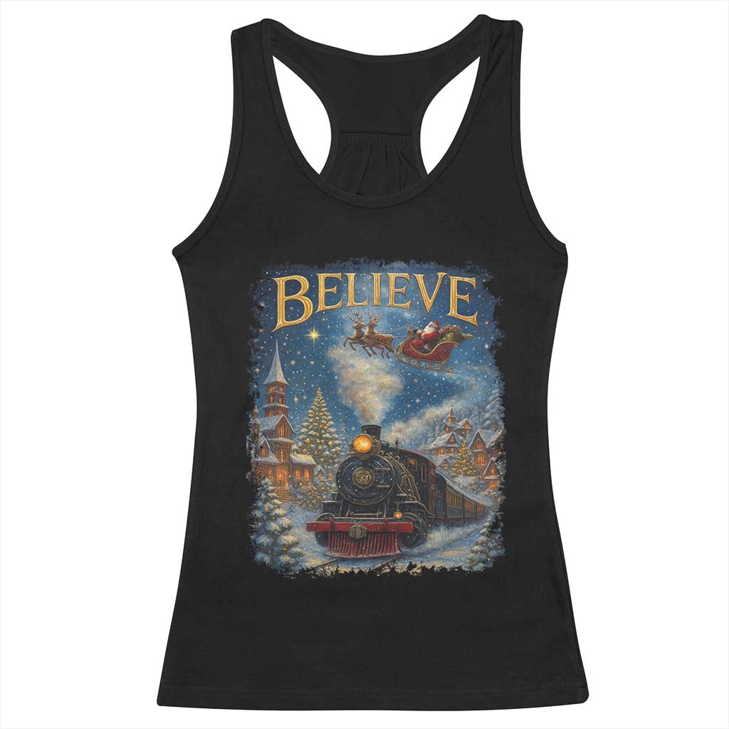Polar Express Racerback Tank Top Retro Vintage Christmas Believe TS10 Black Print Your Wear