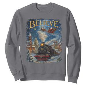 Polar Express Sweatshirt Retro Vintage Christmas Believe TS10 Charcoal Print Your Wear