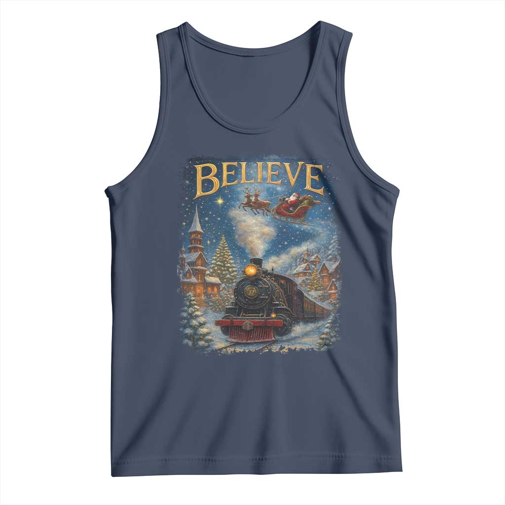 Polar Express Tank Top Retro Vintage Christmas Believe TS10 Navy Print Your Wear