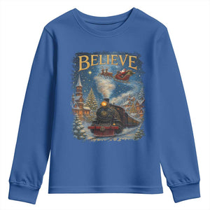 Polar Express Youth Sweatshirt Retro Vintage Christmas Believe TS10 Royal Blue Print Your Wear