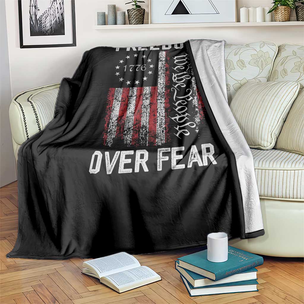 Freedom Over Fear Throw Blanket Vintage US American Flag TS10 Print Your Wear