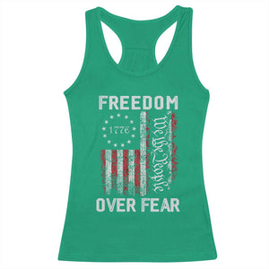 Freedom Over Fear Racerback Tank Top Vintage US American Flag TS10 Irish Green Print Your Wear