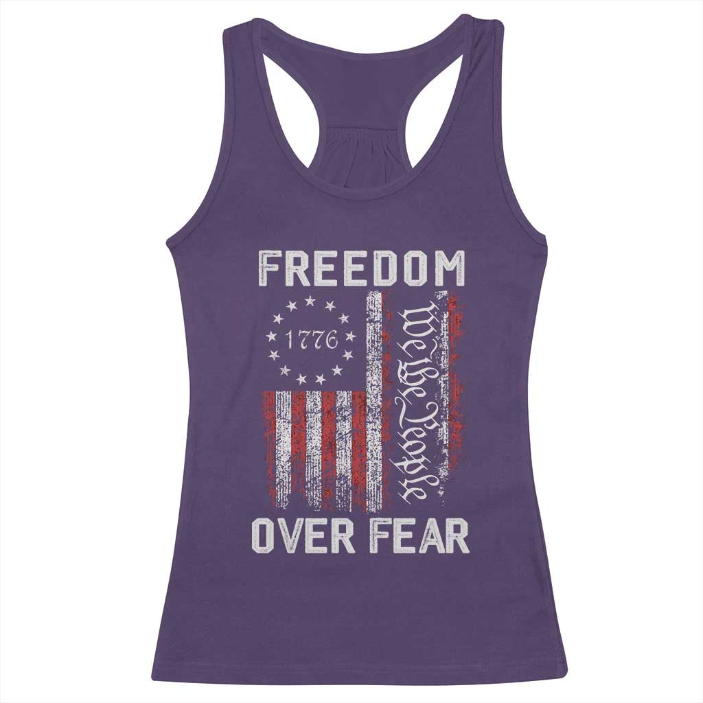 Freedom Over Fear Racerback Tank Top Vintage US American Flag TS10 Purple Print Your Wear