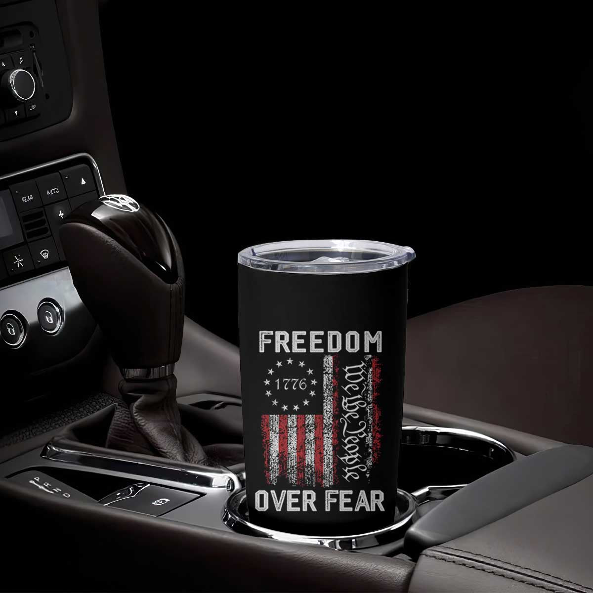 Freedom Over Fear Tumbler Cup Vintage US American Flag TS10 Print Your Wear