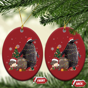 Christmas Pesto and Moo Deng Friendship Christmas Ornament King Penguin Baby Hippo Viral Meme TS10 Oval Red Print Your Wear