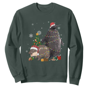 Christmas Pesto and Moo Deng Friendship Sweatshirt King Penguin Baby Hippo Viral Meme TS10 Dark Forest Green Print Your Wear