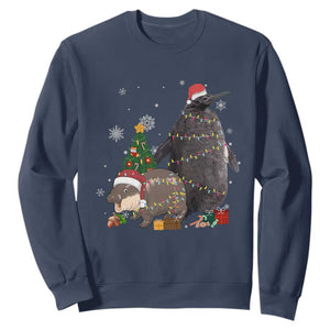 Christmas Pesto and Moo Deng Friendship Sweatshirt King Penguin Baby Hippo Viral Meme TS10 Navy Print Your Wear