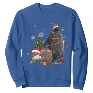 Christmas Pesto and Moo Deng Friendship Sweatshirt King Penguin Baby Hippo Viral Meme TS10 Royal Blue Print Your Wear