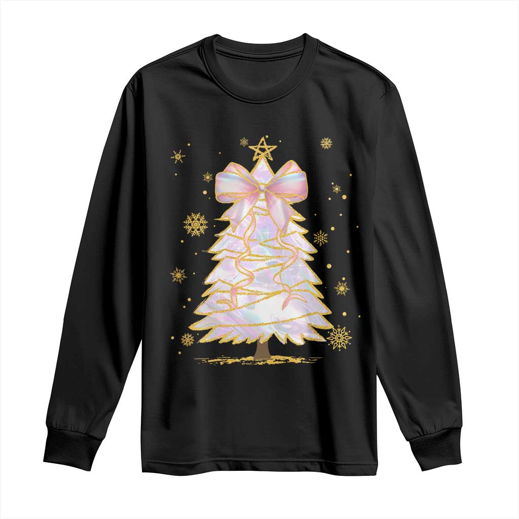 Christmas Tree Bow Long Sleeve Shirt Gift For Her TS10 Black Print Your Wear