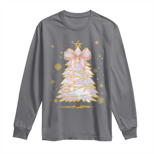 Christmas Tree Bow Long Sleeve Shirt Gift For Her TS10 Charcoal Print Your Wear