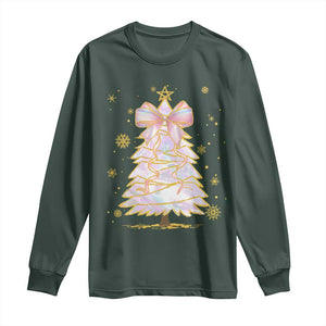 Christmas Tree Bow Long Sleeve Shirt Gift For Her TS10 Dark Forest Green Print Your Wear