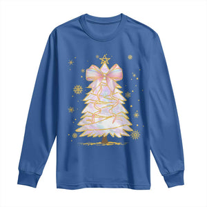 Christmas Tree Bow Long Sleeve Shirt Gift For Her TS10 Royal Blue Print Your Wear