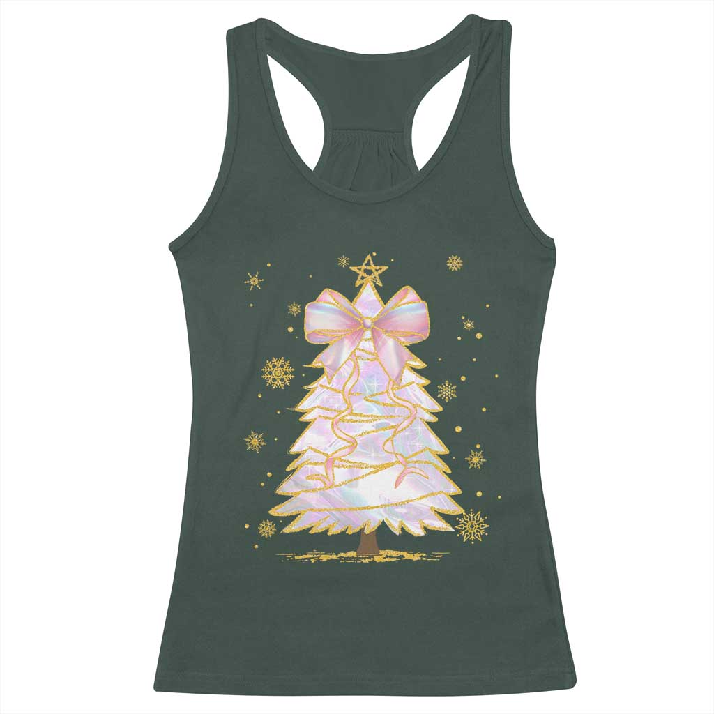Christmas Tree Bow Racerback Tank Top Gift For Her TS10 Dark Forest Green Print Your Wear