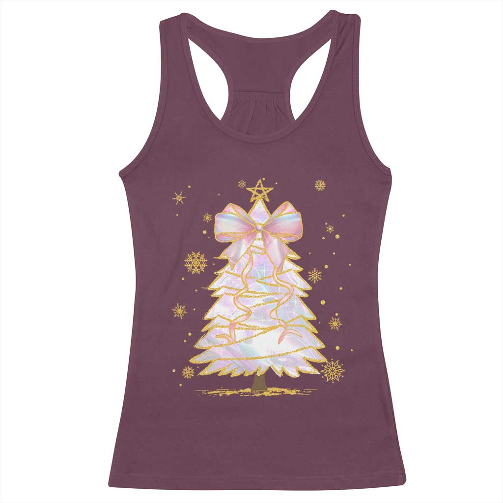 Christmas Tree Bow Racerback Tank Top Gift For Her TS10 Maroon Print Your Wear