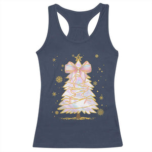 Christmas Tree Bow Racerback Tank Top Gift For Her TS10 Navy Print Your Wear