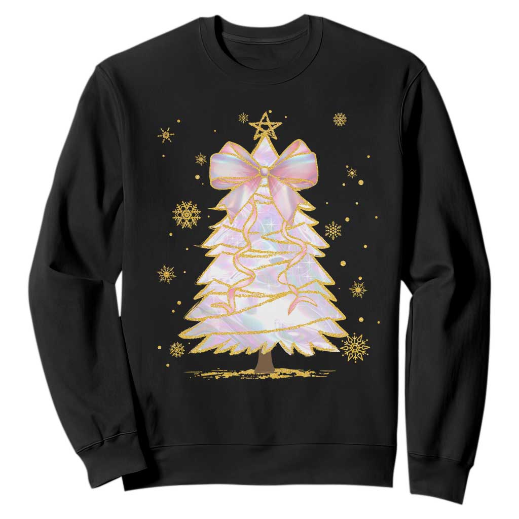 Christmas Tree Bow Sweatshirt Gift For Her TS10 Black Print Your Wear