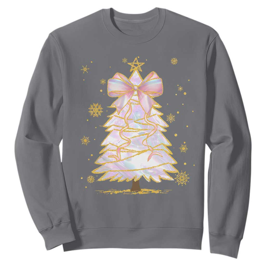 Christmas Tree Bow Sweatshirt Gift For Her TS10 Charcoal Print Your Wear