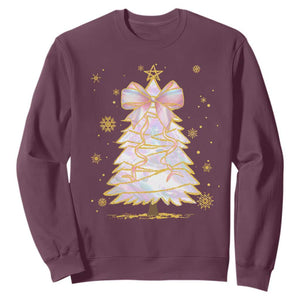 Christmas Tree Bow Sweatshirt Gift For Her TS10 Maroon Print Your Wear