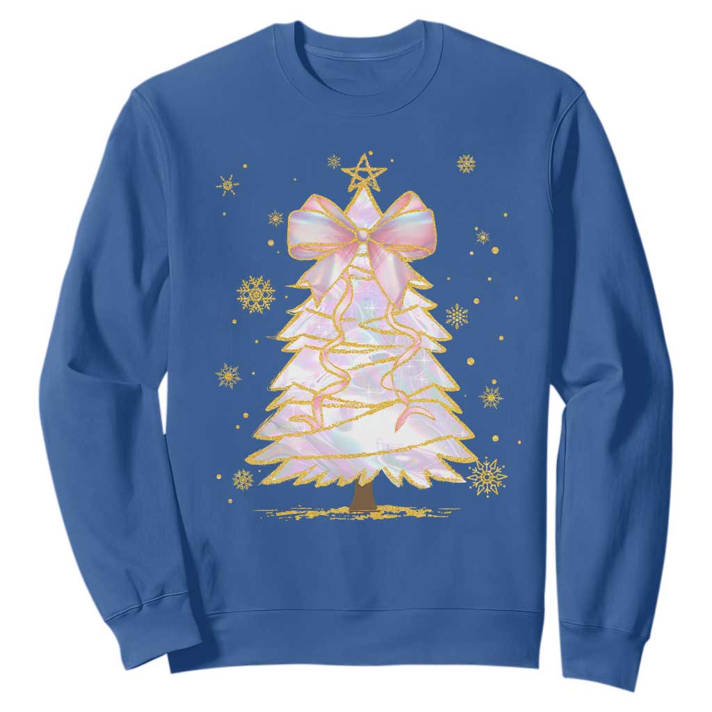 Christmas Tree Bow Sweatshirt Gift For Her TS10 Royal Blue Print Your Wear