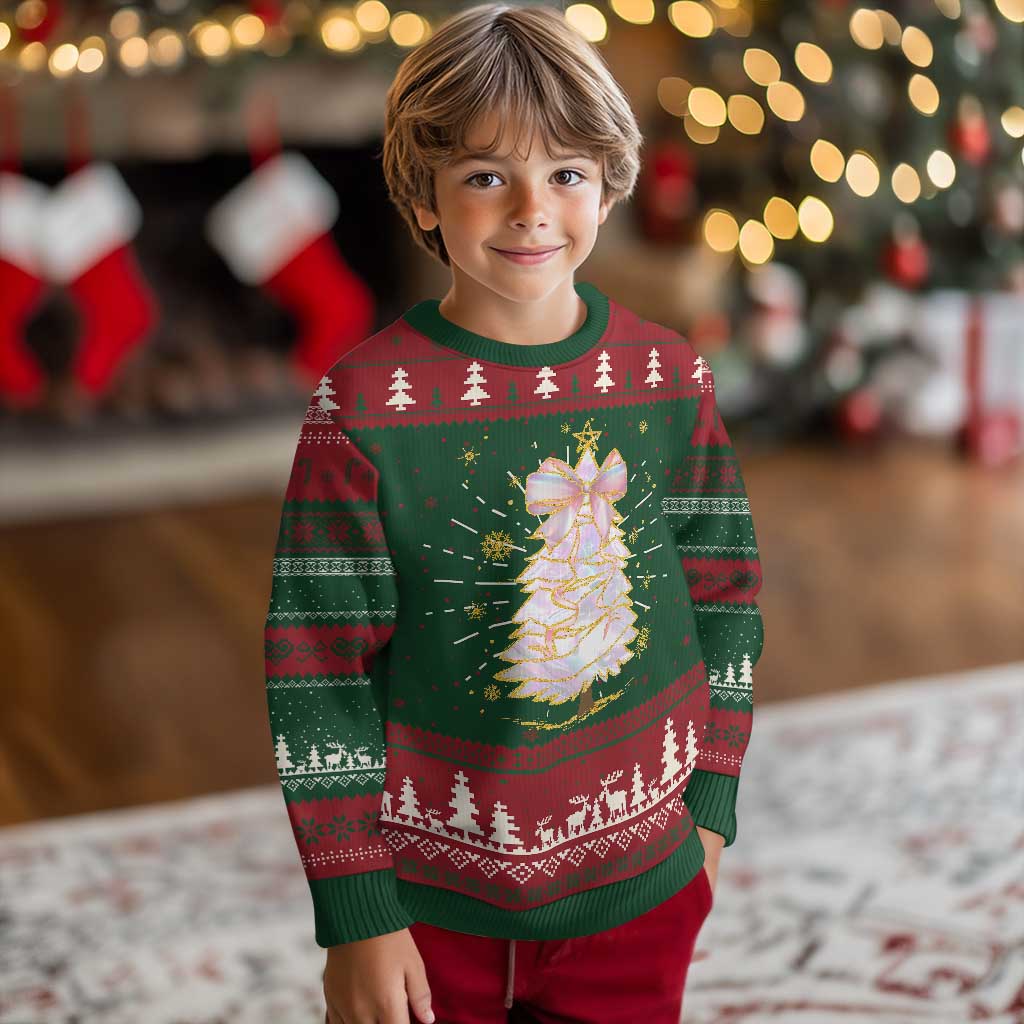 Christmas Tree Bow Knit Sweatshirt Gift For Her TS10 Christmas Print Your Wear