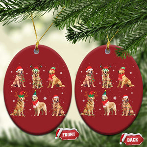 Golden Retriever Xmas Christmas Ornament Gift for Dog Lover Happy New Year Dog Xmas Lights TS10 Oval Red Print Your Wear