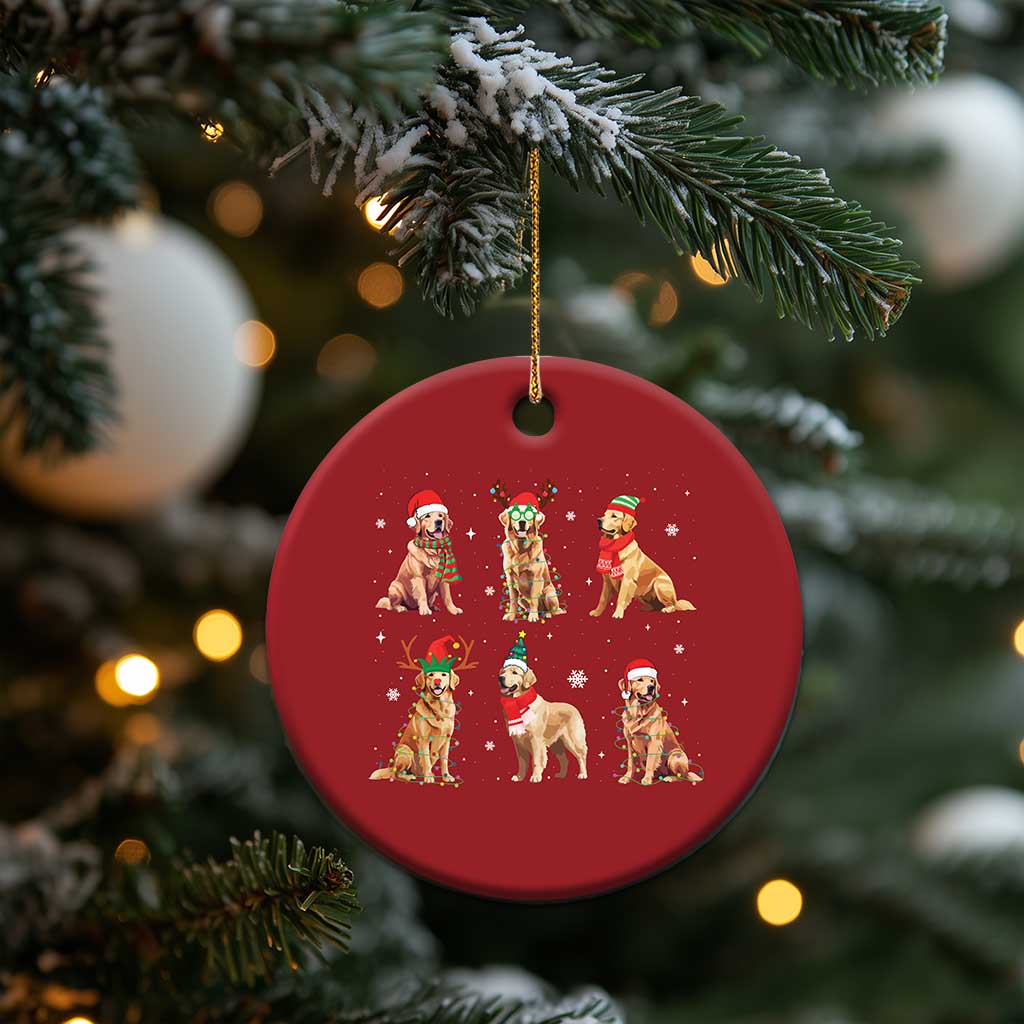 Golden Retriever Xmas Christmas Ornament Gift for Dog Lover Happy New Year Dog Xmas Lights TS10 Print Your Wear