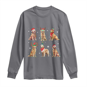 Golden Retriever Christmas Long Sleeve Shirt Gift for Dog Lover Happy New Year Dog Xmas Lights TS10 Charcoal Print Your Wear