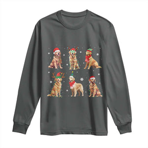 Golden Retriever Christmas Long Sleeve Shirt Gift for Dog Lover Happy New Year Dog Xmas Lights TS10 Dark Heather Print Your Wear